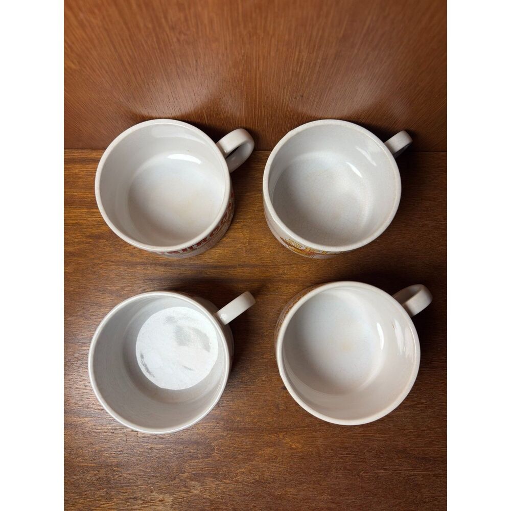 1970s VTG Recipe Soup Mugs Set of 4 French Onion Clam Chowder Split Pea Mushroom - Picture 4 of 15